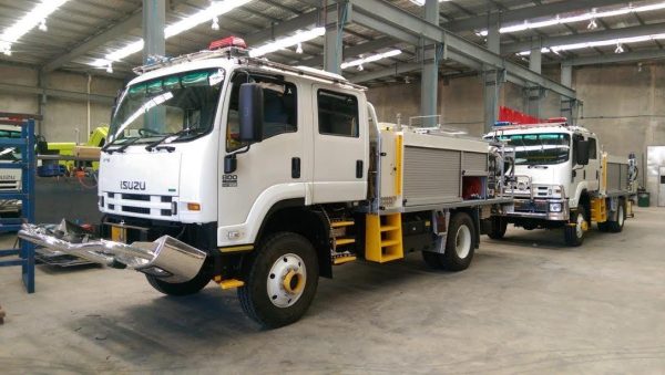 trucks inside of warehouse